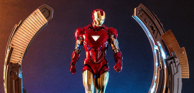 Hot Toys: Iron Man Mark VI () with Suit-Up Gantry (The Avengers)
